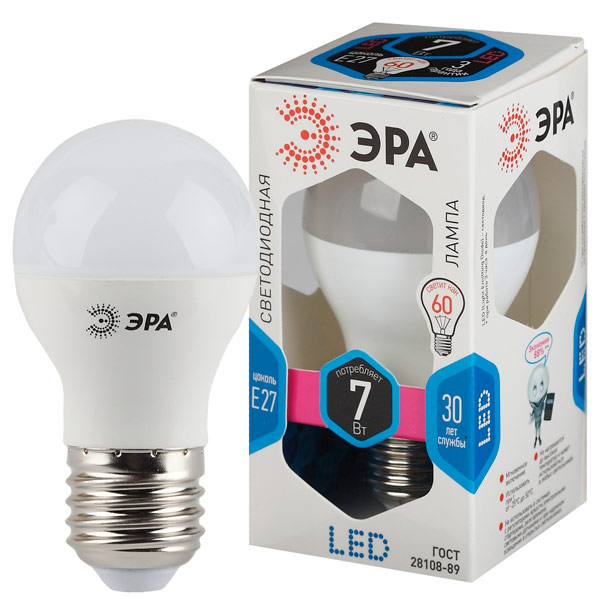 Лампа LED ЭРА A55-7w-840-E27