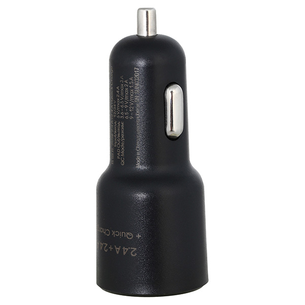 Автомобильное зарядное устройство InterStep 2 USB 2.4A + 3A + кабель TypeC + быстрая зарядка