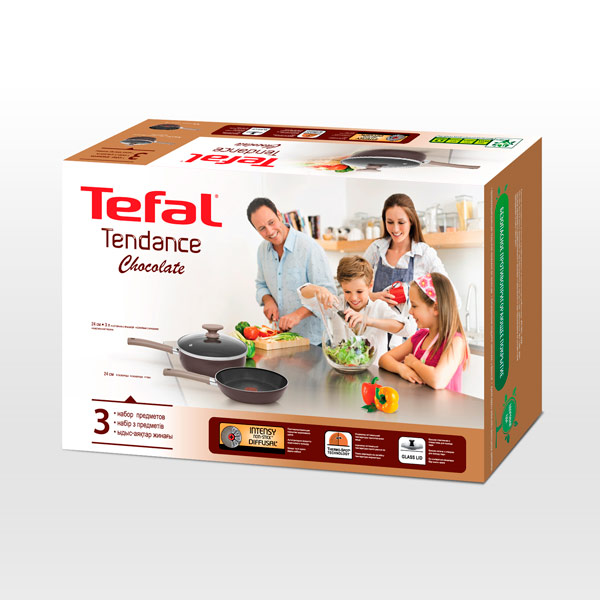 Набор посуды (антипригарное покрытие) Tefal Tendance Chocolate 2шт. по 24см (04157830)