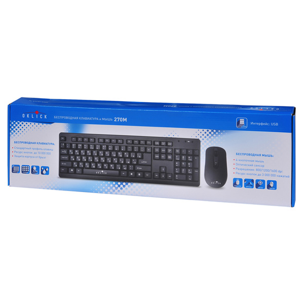 Комплект клавиатура+мышь Oklick 270M черный