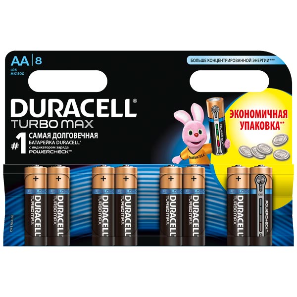 Батарея Duracell Turbo Max AA LR6 8 шт. фото