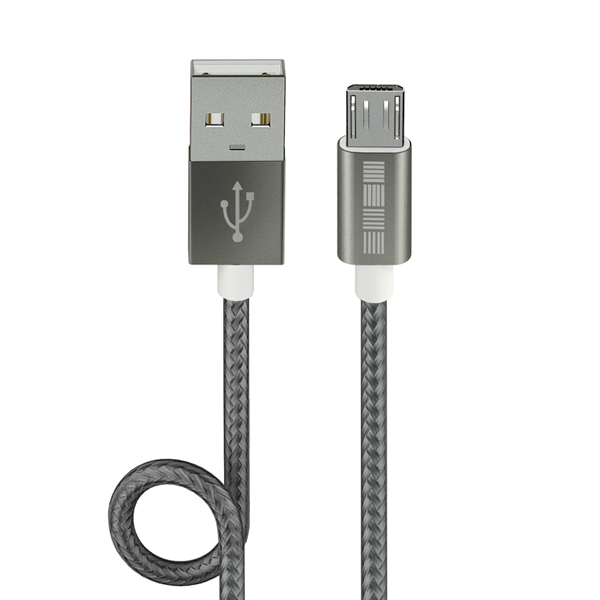 Кабель для сотового телефона InterStep USB-miсroUSB&nbsp;PVC/Nylon Space Gray 2m фото