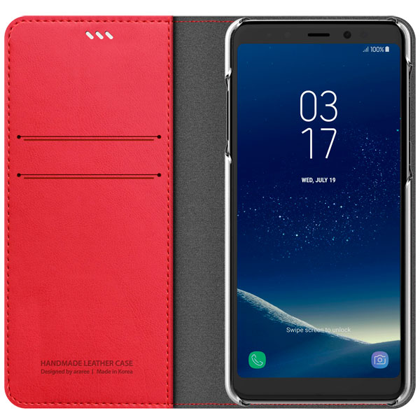 Чехол Araree Mustang Diary для Samsung A8 (2018) Tangerine красный