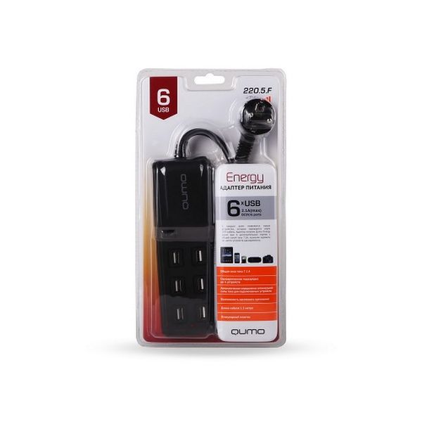 Сетевое зарядное устройство Qumo ENERGY 6USB+2-220V фото