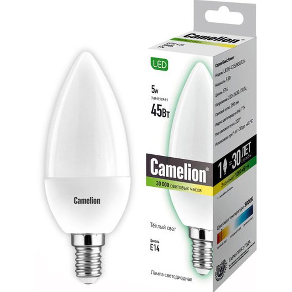 Лампа LED Camelion LED5-C35 830 E14 фото