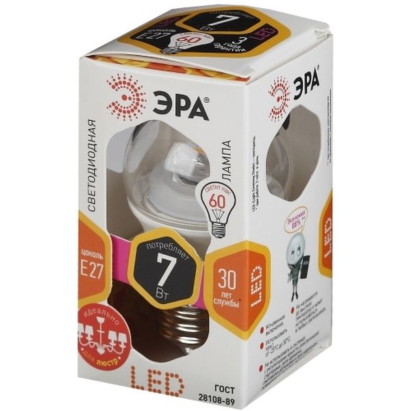 Лампа ЭРА P45-7W-827-E27-CLEAR фото