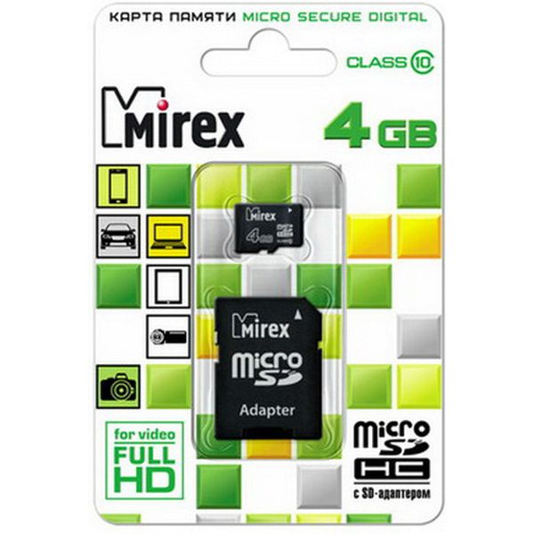 Карта памяти SD Micro Mirex 13613-AD10SD04 фото