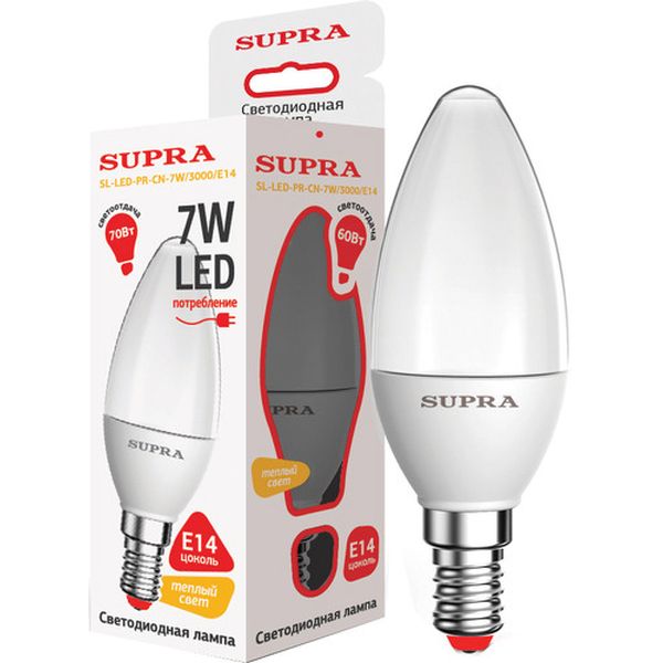 Лампа Supra SL-LED-PR-CN-7W/3000/E14 фото
