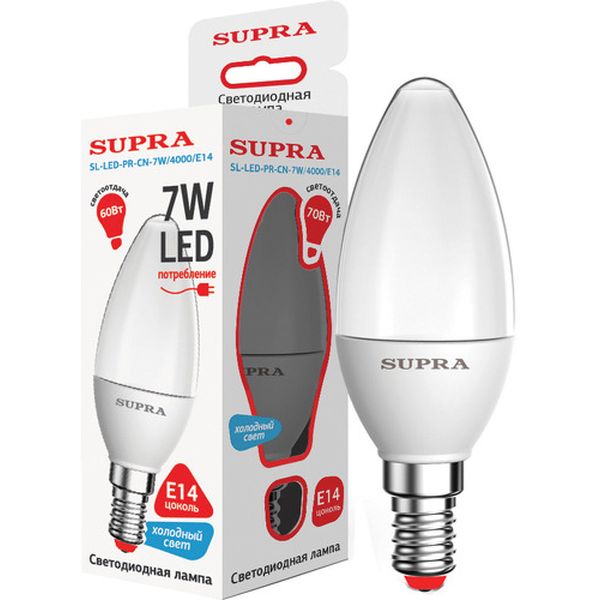 Лампа Supra SL-LED-PR-CN-7W/4000/E14 фото