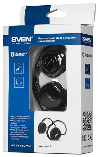Наушники полноразмерные Sven AP-B250MV Black (Bluetooth)