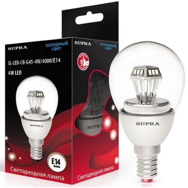 Лампа Supra SL-LED-CR-G45-4W-4000-E14 фото