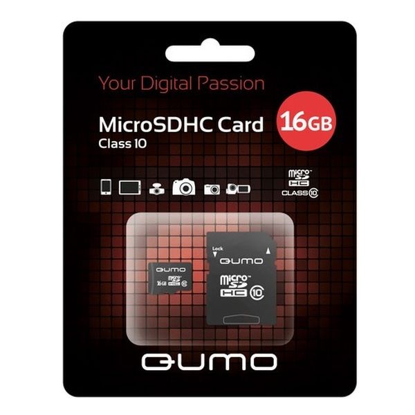Карта памяти MicroSD Qumo QM16GMICSDHC10 фото