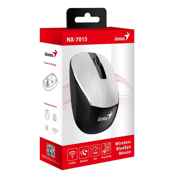 Мышь беспроводная Genius NX-7015 серебристый