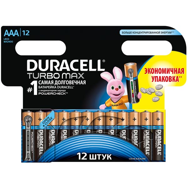 Батарея Duracell AAА LR03-12BL Turbo Max 12шт. фото