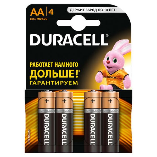 Батарея Duracell AA LR6 4шт. фото