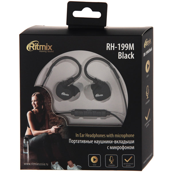 Спортивные наушники Ritmix RH-199M черный