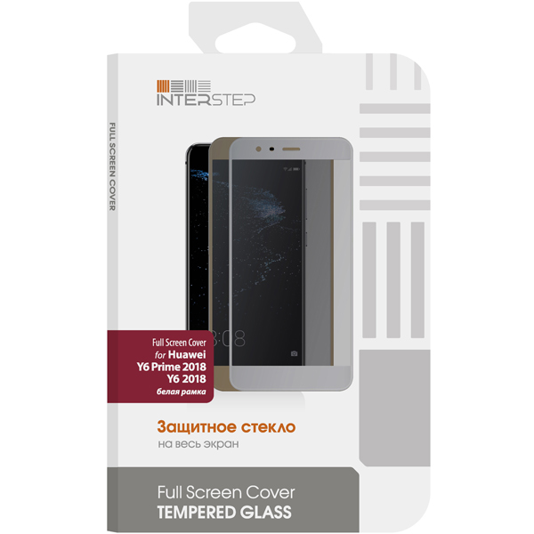 Защитное стекло InterStep для Huawei Y6/Y6 Prime 2018, White Frame фото