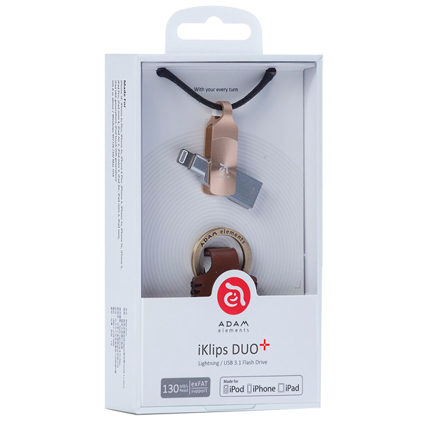 Флеш-диск для Apple Adam Elements 32GB iKlips DUO+ MFI Lightning Gold