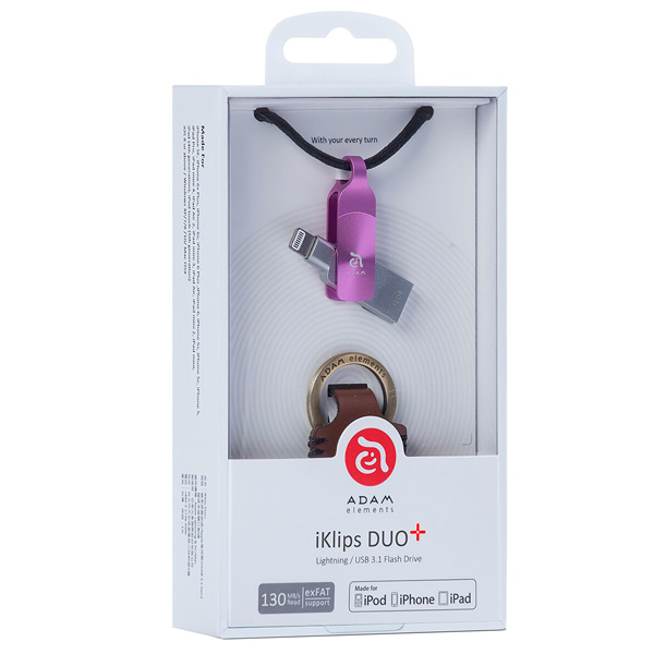 Флеш-диск для Apple Adam Elements 64GB iKlips DUO+ MFI Lightning Purple
