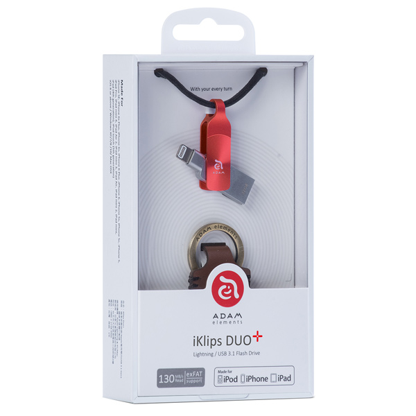 Флеш-диск для Apple Adam Elements 64GB iKlips DUO+ MFI Lightning Red