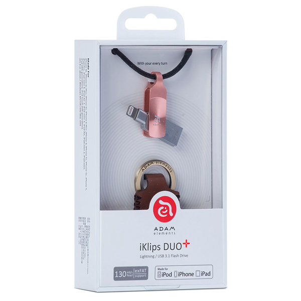 Флеш-диск для Apple Adam Elements 64GB iKlips DUO+ MFI Lightning Rose Gold