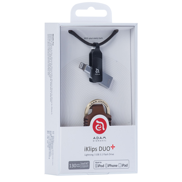 Флеш-диск для Apple Adam Elements 64GB iKlips DUO+ MFI Lightning Black