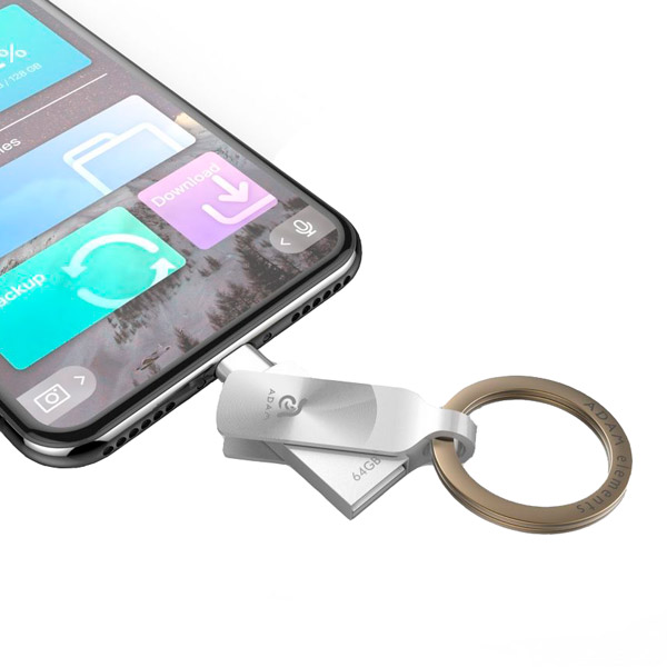 Флеш-диск для Apple Adam Elements 64GB iKlips DUO+ MFI Lightning Silver