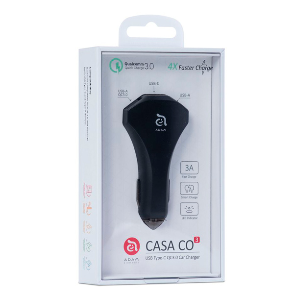 Автомобильное зарядное устройство для Apple Adam Elements Type C - Car Charger Black