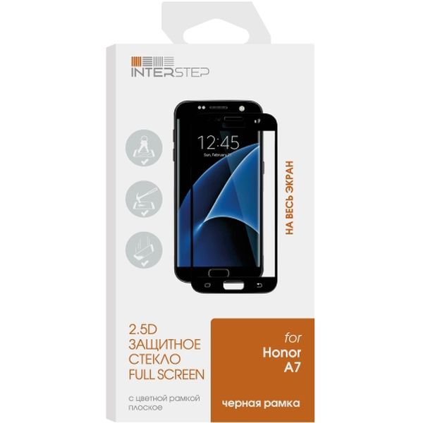 Защитное стекло InterStep 2.5D для Honor 7A, Black Frame фото