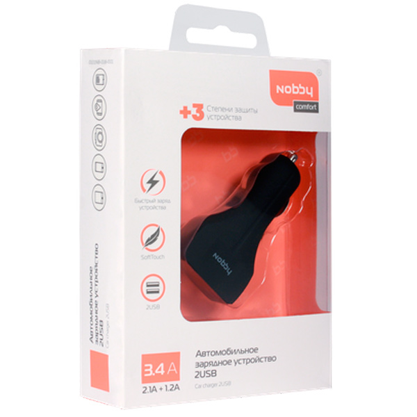 Автомобильное зарядное устройство Nobby Comfort Black (016-001)