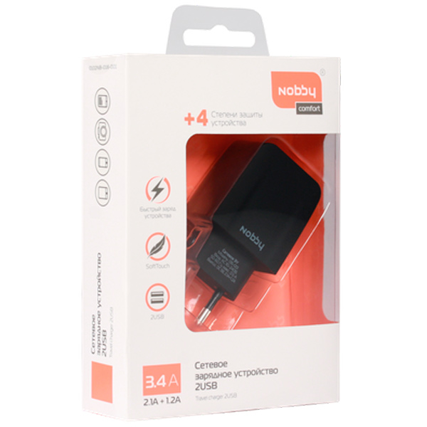 Сетевое зарядное устройство Nobby Comfort Black (016-001)