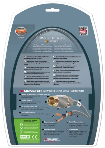 Кабель аналоговый аудио (Hi-Fi) Monster Subwoofer 400sw High Perf. Cable 5м (140754-00)