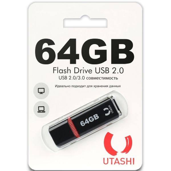 Флеш-диск Utashi 64GB Haya Black (UT64GBHYB) фото