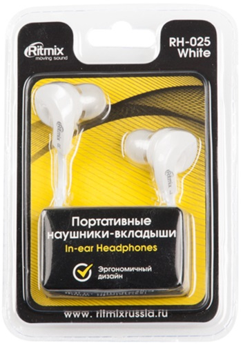 Наушники внутриканальные Ritmix RH-025 белый