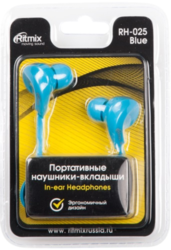 Наушники внутриканальные Ritmix RH-025 синий