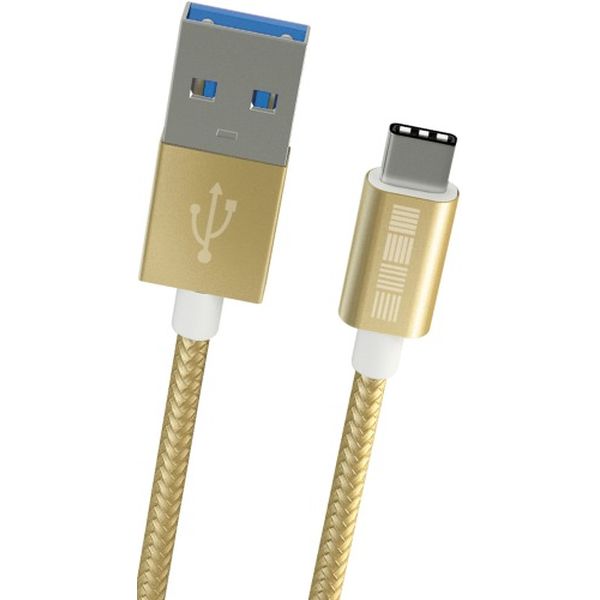 Кабель USB Type-C InterStep TypeC-USB A USB3.0 нейлон 2.0m Gold фото