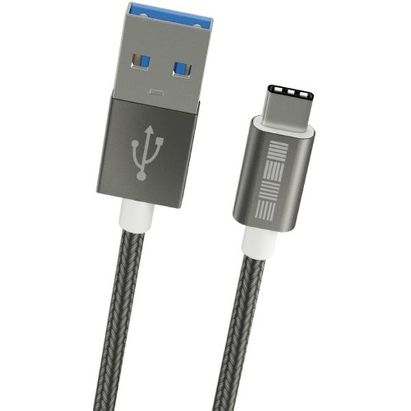 Кабель USB Type-C InterStep TypeC-USBA USB3.0 нейлон 2м SpaceGray фото