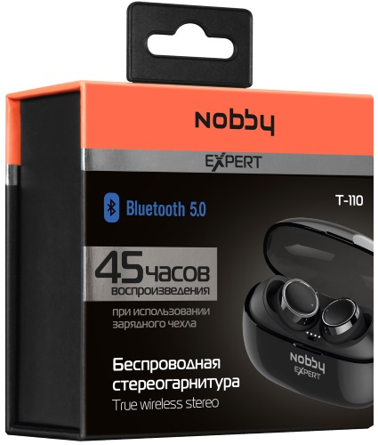 Наушники True Wireless Nobby Expert T-110 Black/Silver (NBE-BH-50-02)