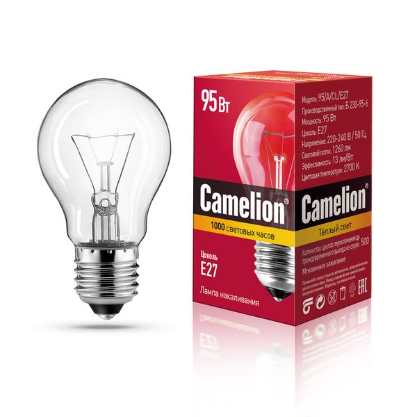 Лампа Camelion 95/A/CL/E27 фото