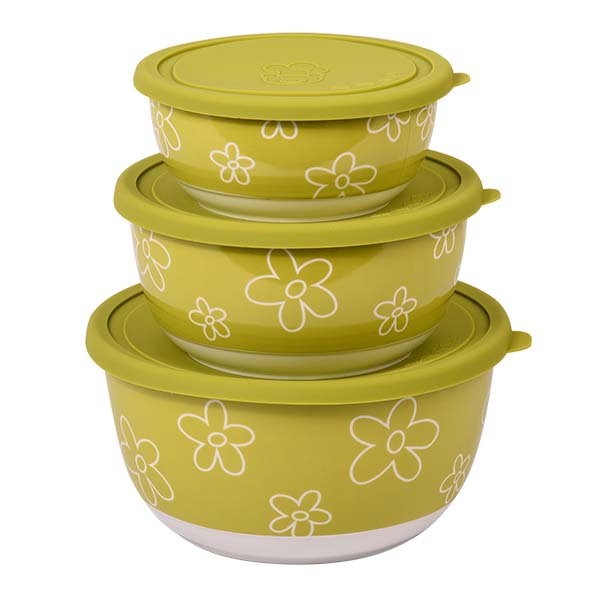 Набор салатников с крышкой Oursson BS4086RC/GA (Зеленое яблоко)