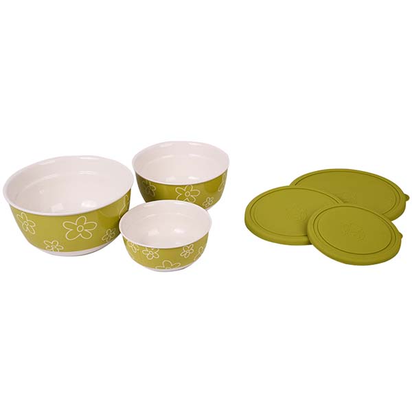 Набор салатников с крышкой Oursson BS4086RC/GA (Зеленое яблоко)