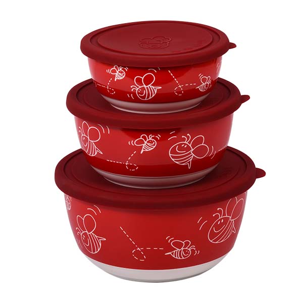 Набор салатников с крышкой Oursson BS4087RC/RD (Красный)
