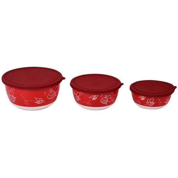 Набор салатников с крышкой Oursson BS4087RC/RD (Красный)