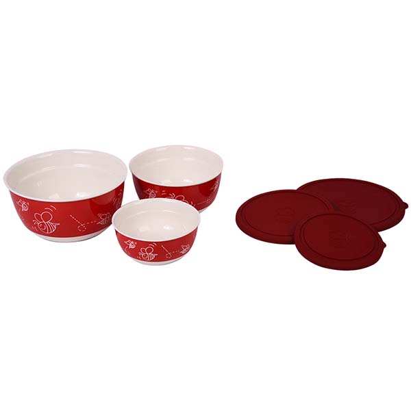 Набор салатников с крышкой Oursson BS4087RC/RD (Красный)
