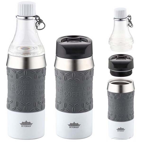 Термокружка Peterhof 0,4л серая (PH-12429)