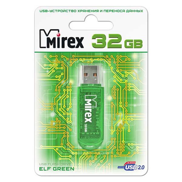 Флеш-диск Mirex 32GB Elf Green (13600-FMUGRE32)