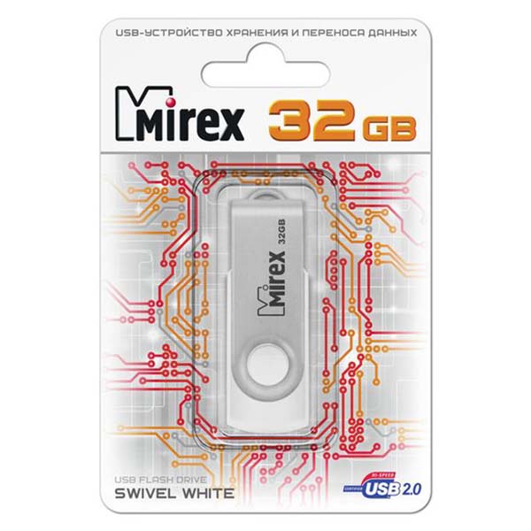 Флеш-диск Mirex 32GB Swivel White (13600-FMUSWT32)