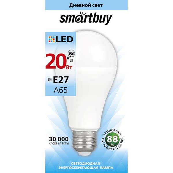 Лампа LED Smartbuy A65-20W/4000/E27 (SBL-A65-20-40K-E27) фото