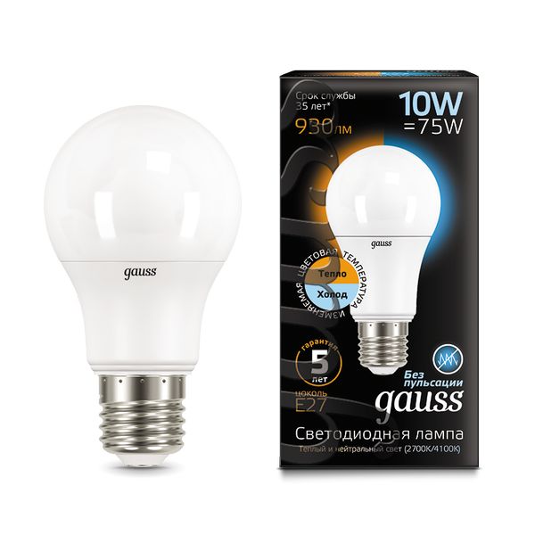 Лампа LED Gauss A60 10W 930lm 3000/4100K E27