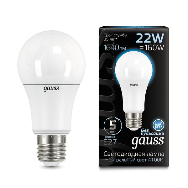 Лампа LED Gauss A70 22W 1640lm 4100K E27 фото